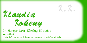klaudia kokeny business card